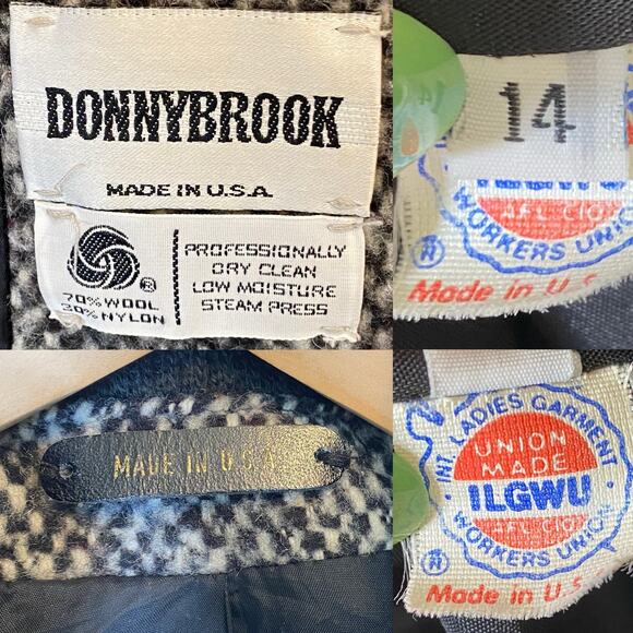 Donnybrook Vintage Wool Blend Tweed Coat with Dolman Sleeves size 14 - Picture 6 of 6